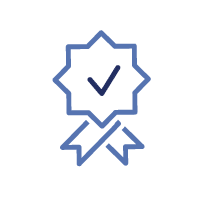 Icône de badge ou de certification avec un symbole de validation